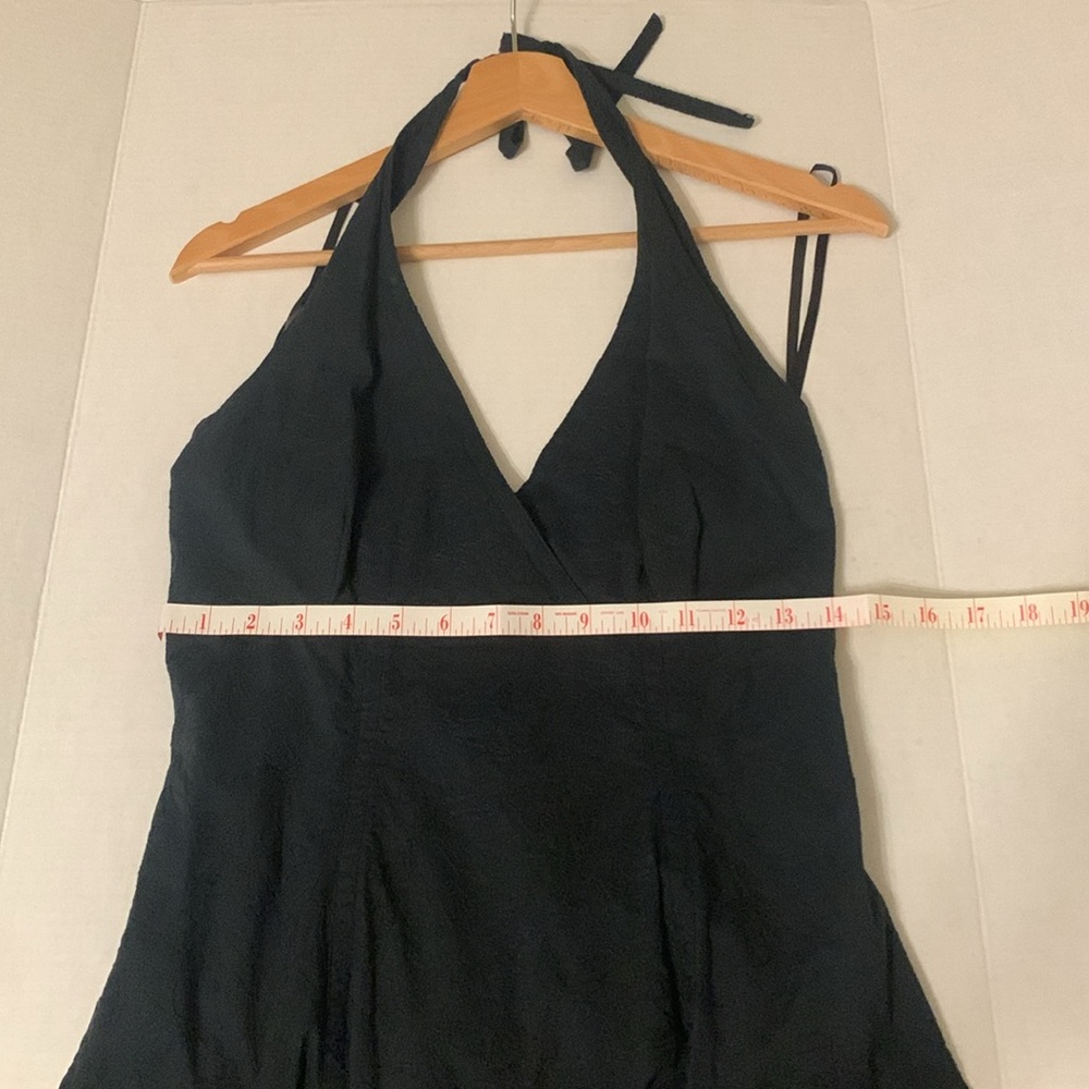 NWT Liz Claiborne Ocean Voyage Navy Floral Stitched Halter Dress w/ Back Zipper - Picture 3 of 6